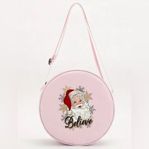 1203.🎄Santa Claus “Believe” Round Crossbody